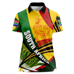 South Africa Freedom Day Mandela Women Polo Shirt National Pride Protea Flower