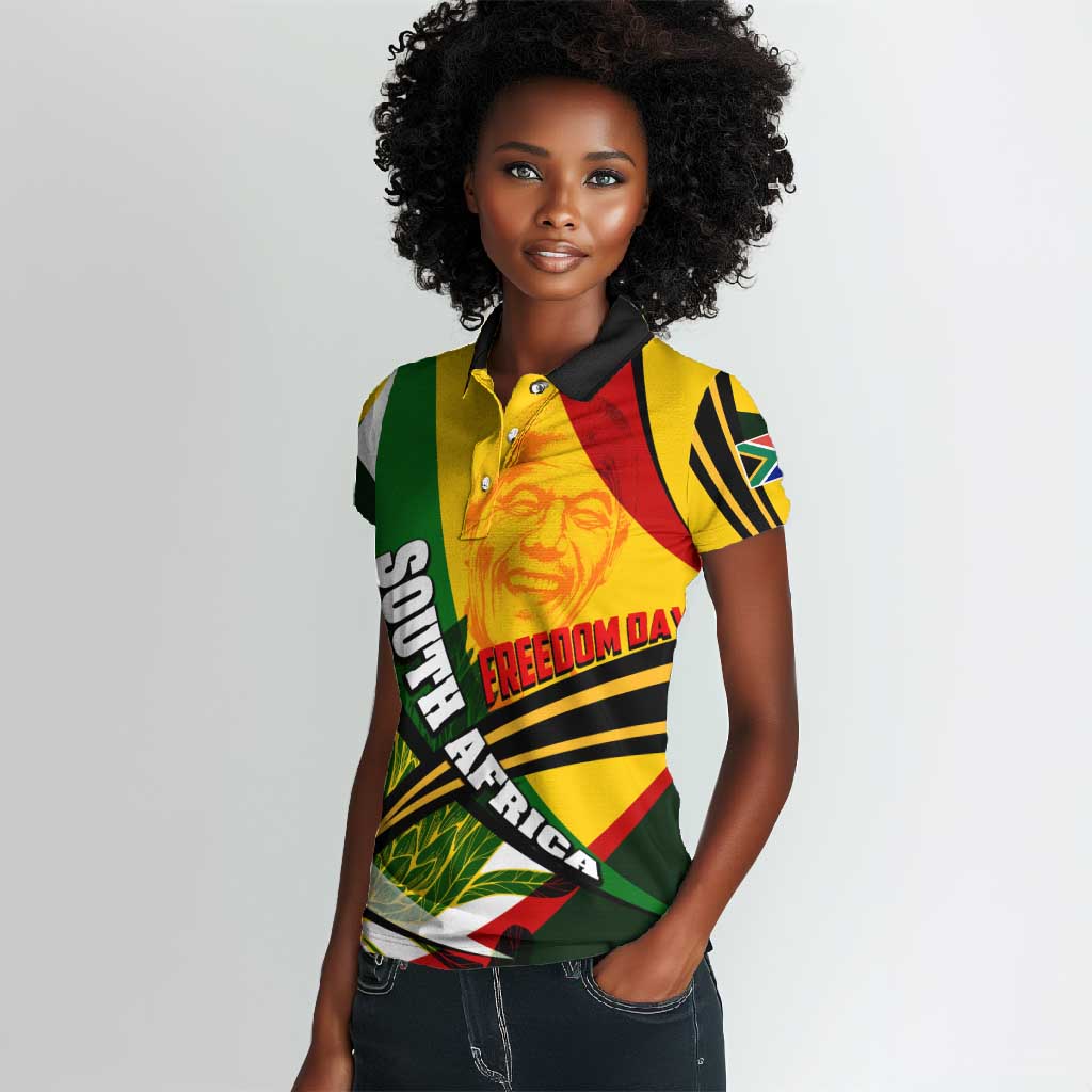 South Africa Freedom Day Mandela Women Polo Shirt National Pride Protea Flower