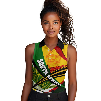 South Africa Freedom Day Mandela Women Sleeveless Polo Shirt National Pride Protea Flower