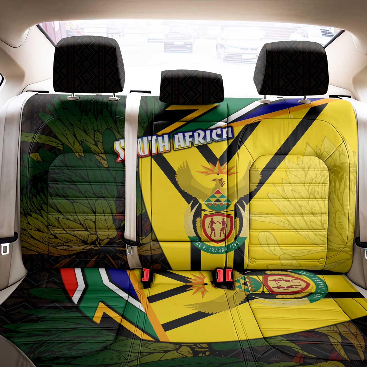Coat Of Arms South Africa Back Car Seat Cover Protea Unity Heritage
