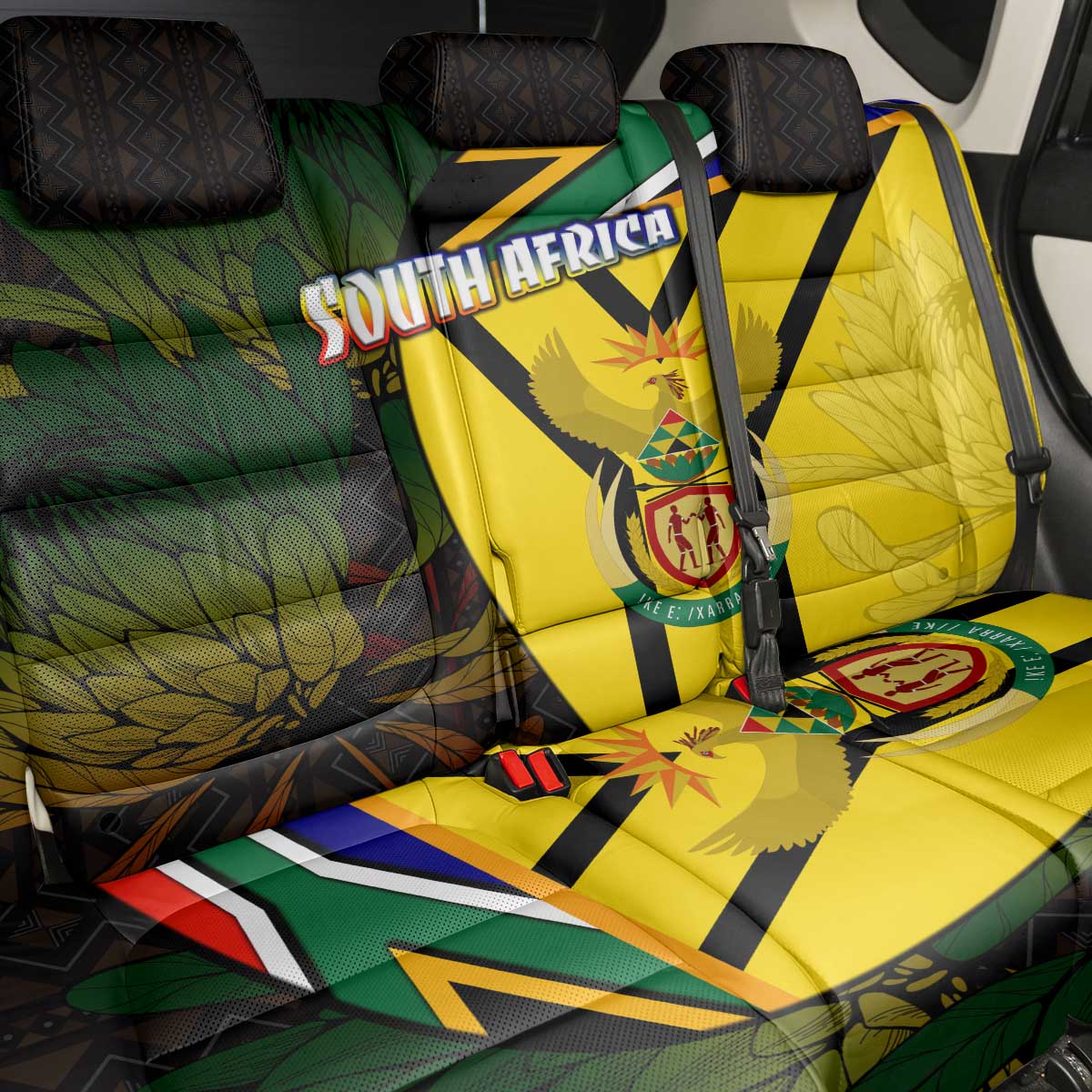Coat Of Arms South Africa Back Car Seat Cover Protea Unity Heritage