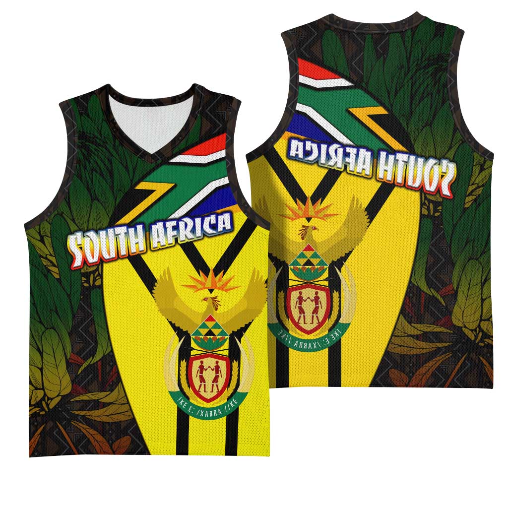 Coat Of Arms South Africa Basketball Jersey Protea Unity Heritage - African Pride