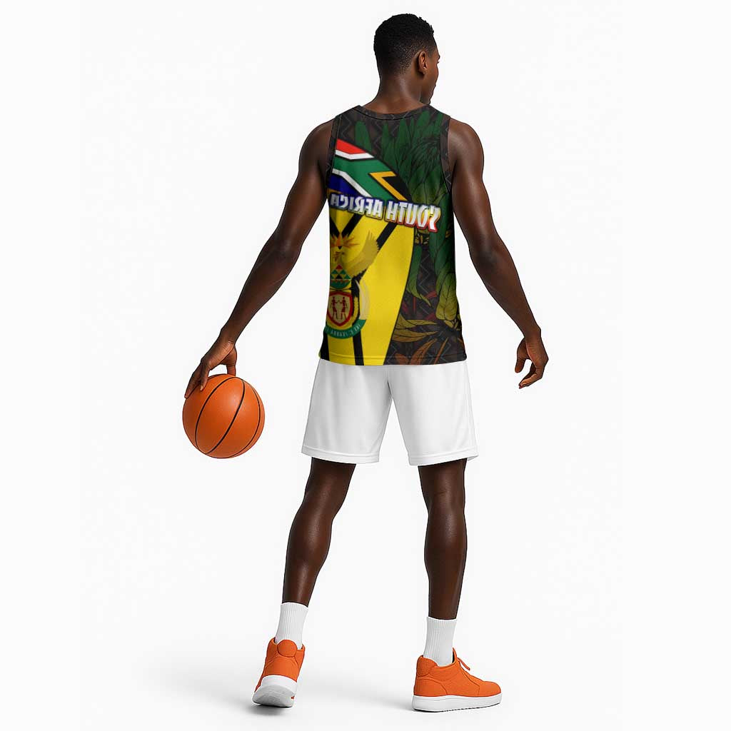 Coat Of Arms South Africa Basketball Jersey Protea Unity Heritage - African Pride