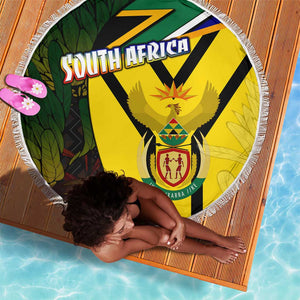 Coat Of Arms South Africa Beach Blanket Protea Unity Heritage