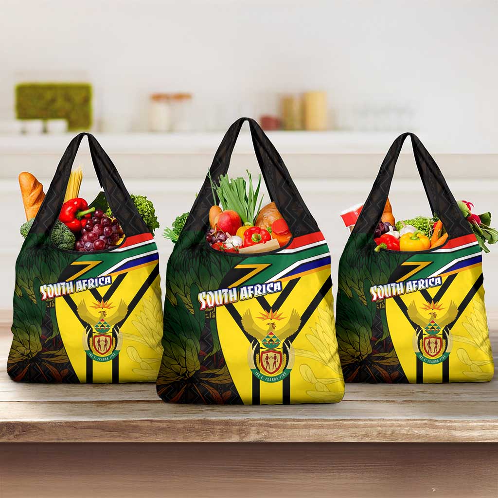 Coat Of Arms South Africa Grocery Bag Protea Unity Heritage