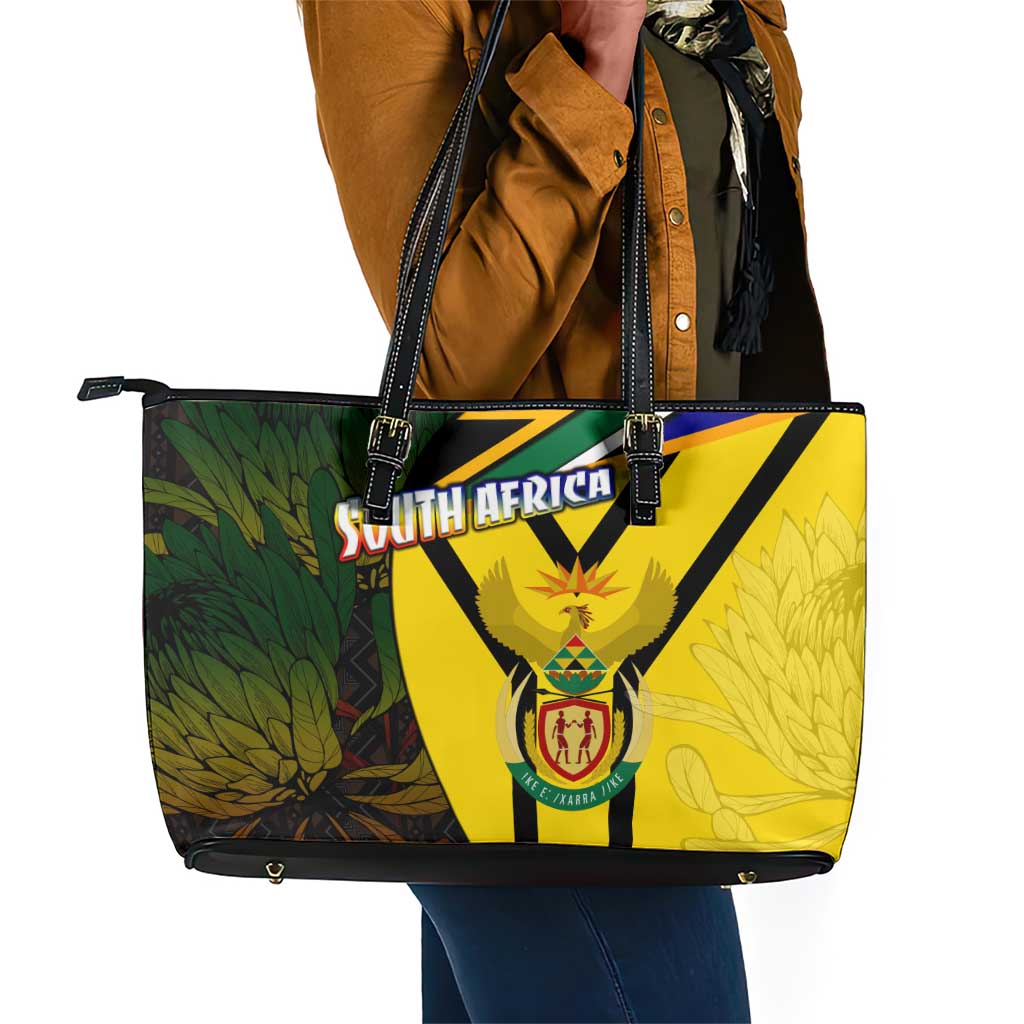 Coat Of Arms South Africa Leather Tote Bag Protea Unity Heritage