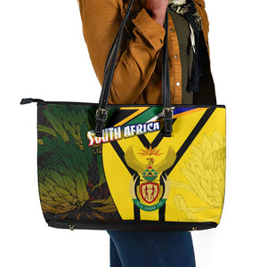Coat Of Arms South Africa Leather Tote Bag Protea Unity Heritage