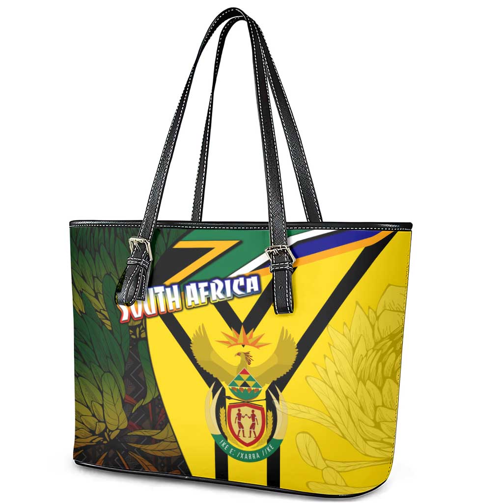 Coat Of Arms South Africa Leather Tote Bag Protea Unity Heritage