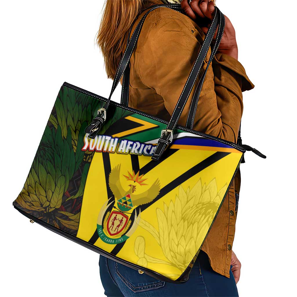 Coat Of Arms South Africa Leather Tote Bag Protea Unity Heritage