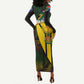 Coat Of Arms South Africa Long Sleeve Bodycon Dress Protea Unity Heritage DT02