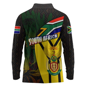 Coat Of Arms South Africa Long Sleeve Polo Shirt Protea Unity Heritage
