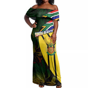 Coat Of Arms South Africa Off Shoulder Maxi Dress Protea Unity Heritage