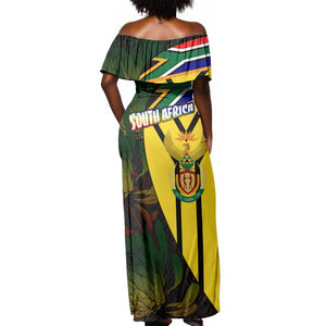 Coat Of Arms South Africa Off Shoulder Maxi Dress Protea Unity Heritage