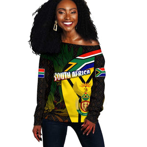 Coat Of Arms South Africa Off Shoulder Sweater Protea Unity Heritage