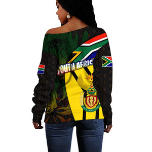 Coat Of Arms South Africa Off Shoulder Sweater Protea Unity Heritage