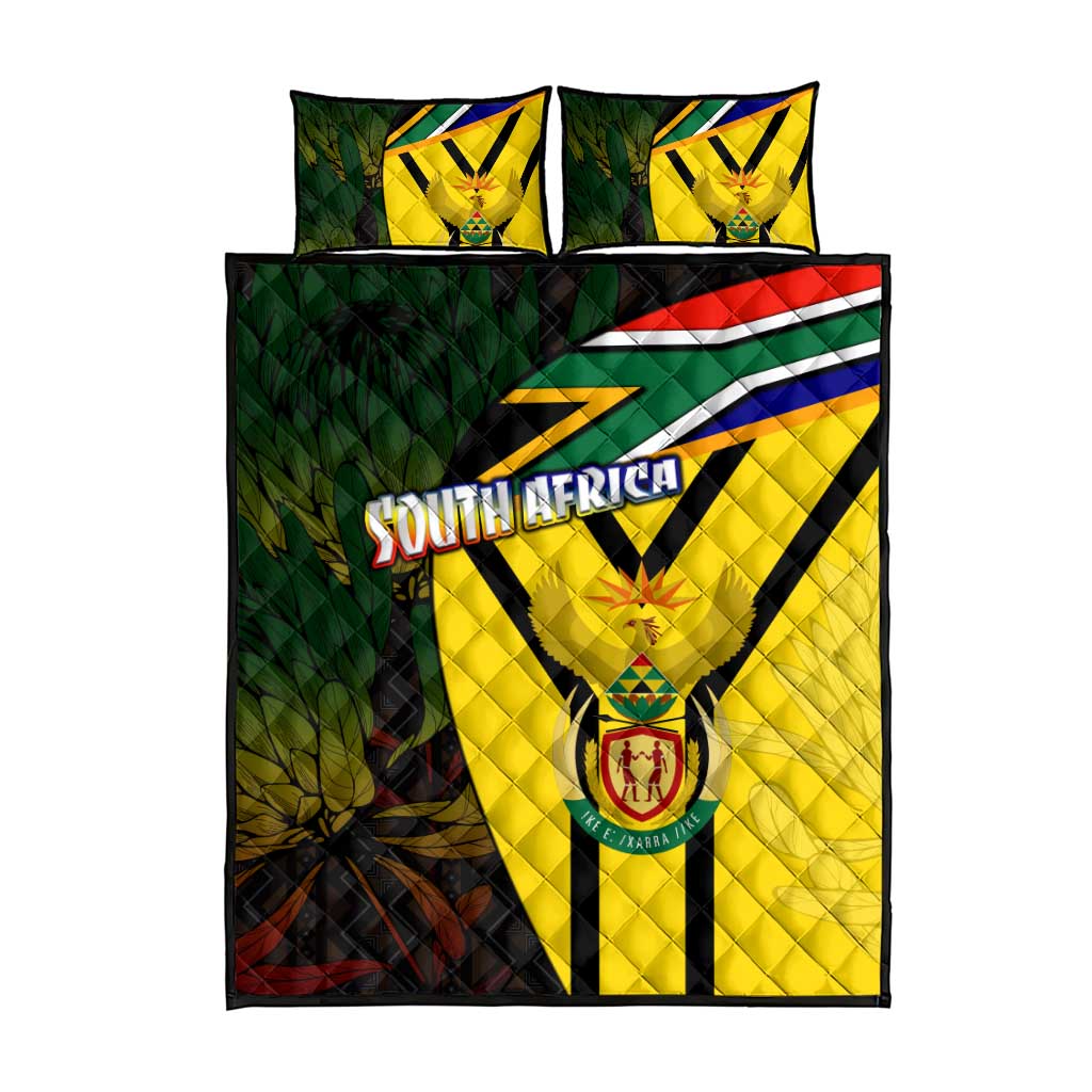 Coat Of Arms South Africa Quilt Bed Set Protea Unity Heritage