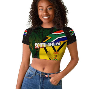 Coat Of Arms South Africa Raglan Cropped T shirt Protea Unity Heritage