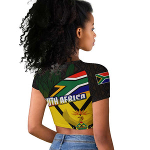 Coat Of Arms South Africa Raglan Cropped T shirt Protea Unity Heritage