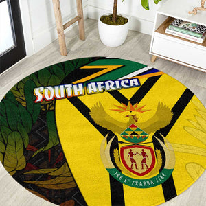 Coat Of Arms South Africa Round Carpet Protea Unity Heritage