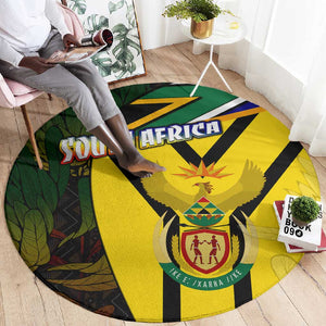 Coat Of Arms South Africa Round Carpet Protea Unity Heritage