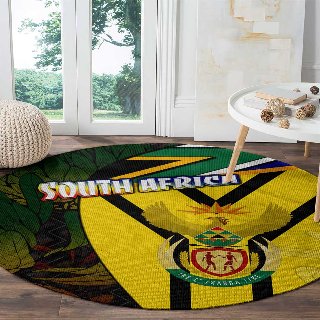 Coat Of Arms South Africa Round Carpet Protea Unity Heritage