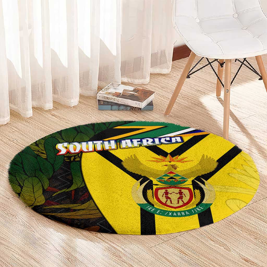 Coat Of Arms South Africa Round Carpet Protea Unity Heritage