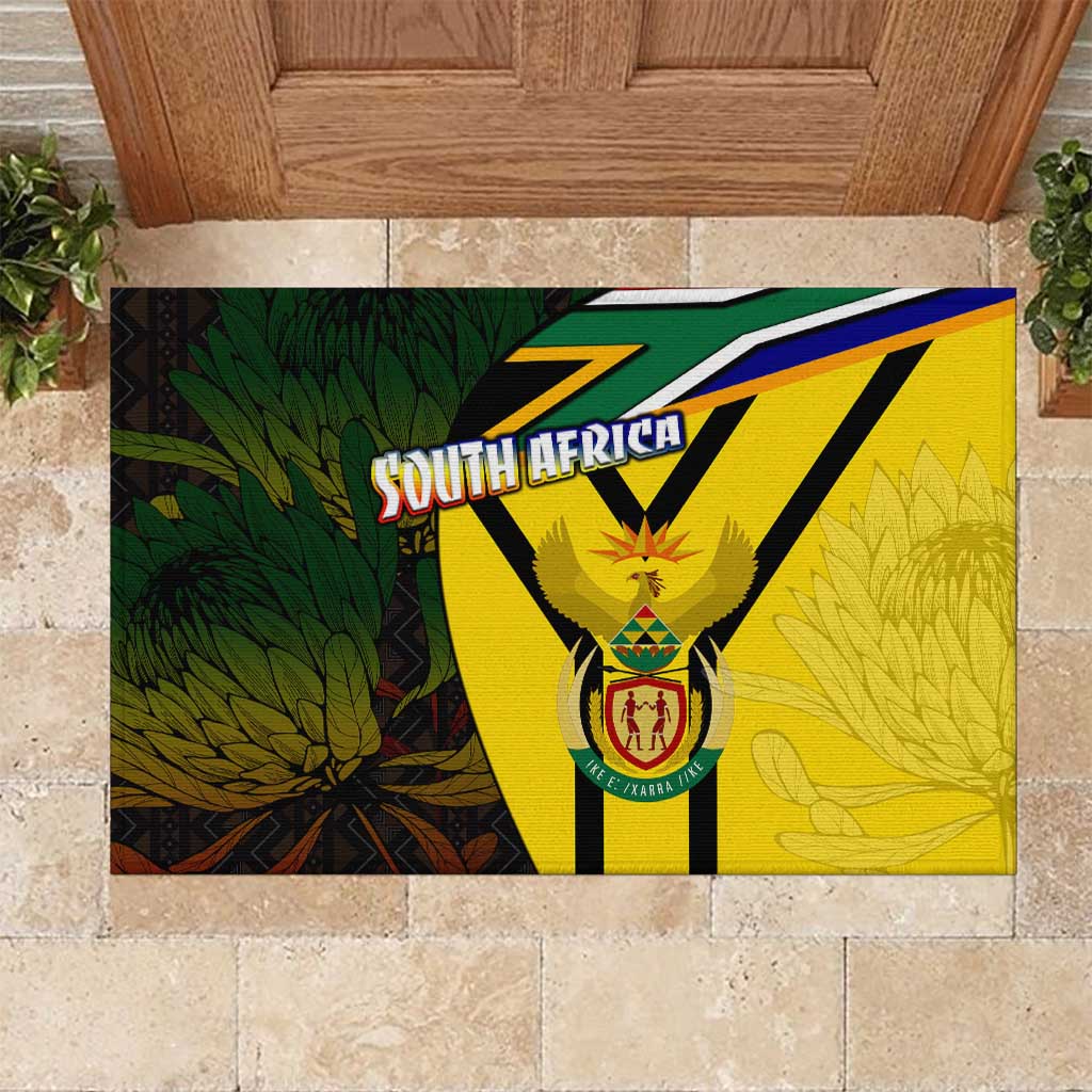 Coat Of Arms South Africa Rubber Doormat Protea Unity Heritage