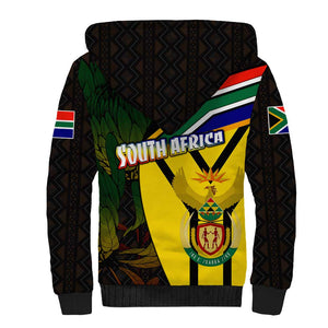 Coat Of Arms South Africa Sherpa Hoodie Protea Unity Heritage