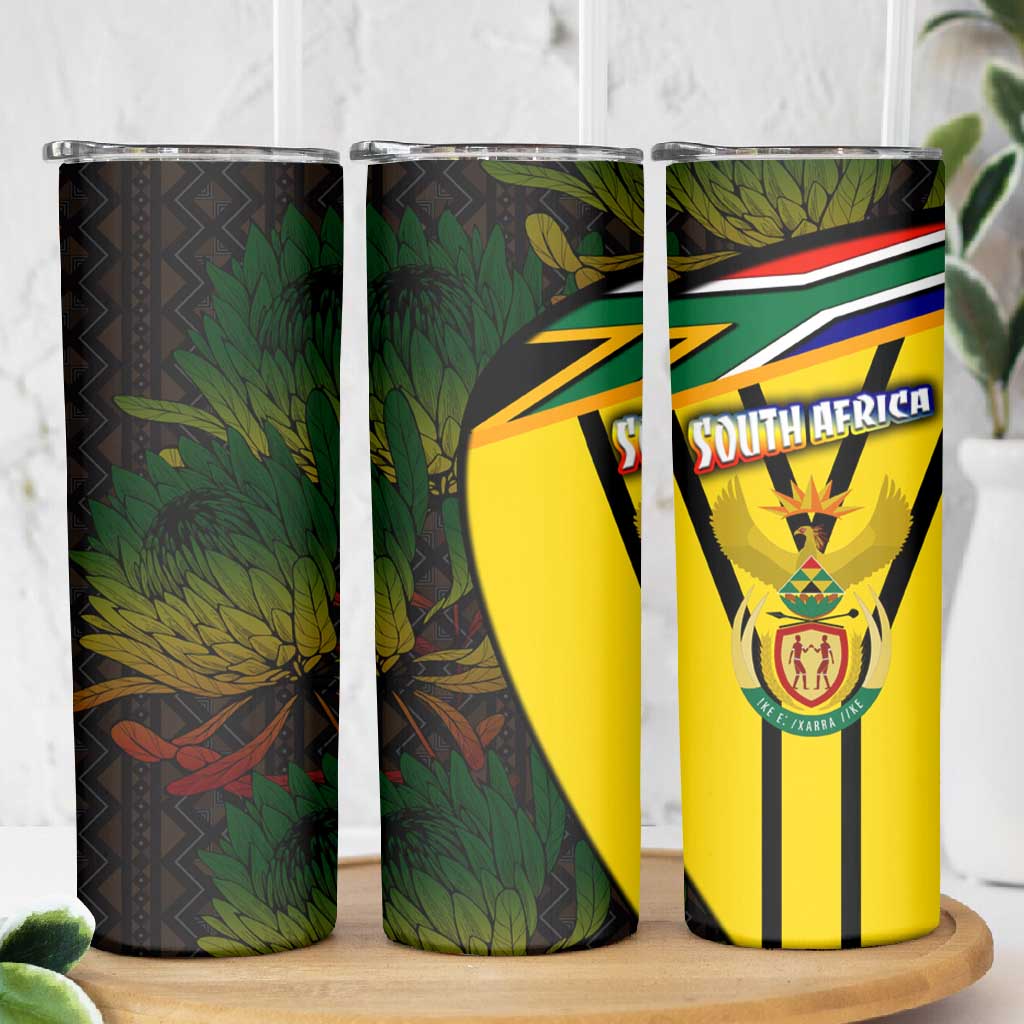 Coat Of Arms South Africa Skinny Tumbler Protea Unity Heritage