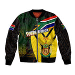 Coat Of Arms South Africa Sleeve Zip Bomber Jacket Protea Unity Heritage