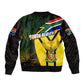 Coat Of Arms South Africa Sleeve Zip Bomber Jacket Protea Unity Heritage