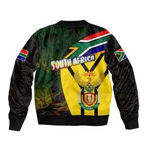 Coat Of Arms South Africa Sleeve Zip Bomber Jacket Protea Unity Heritage