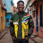 Coat Of Arms South Africa Sleeve Zip Bomber Jacket Protea Unity Heritage