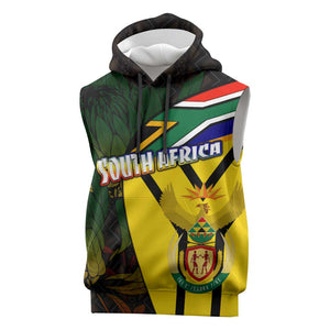 Coat Of Arms South Africa Sleeveless Hoodie Protea Unity Heritage - African Pride