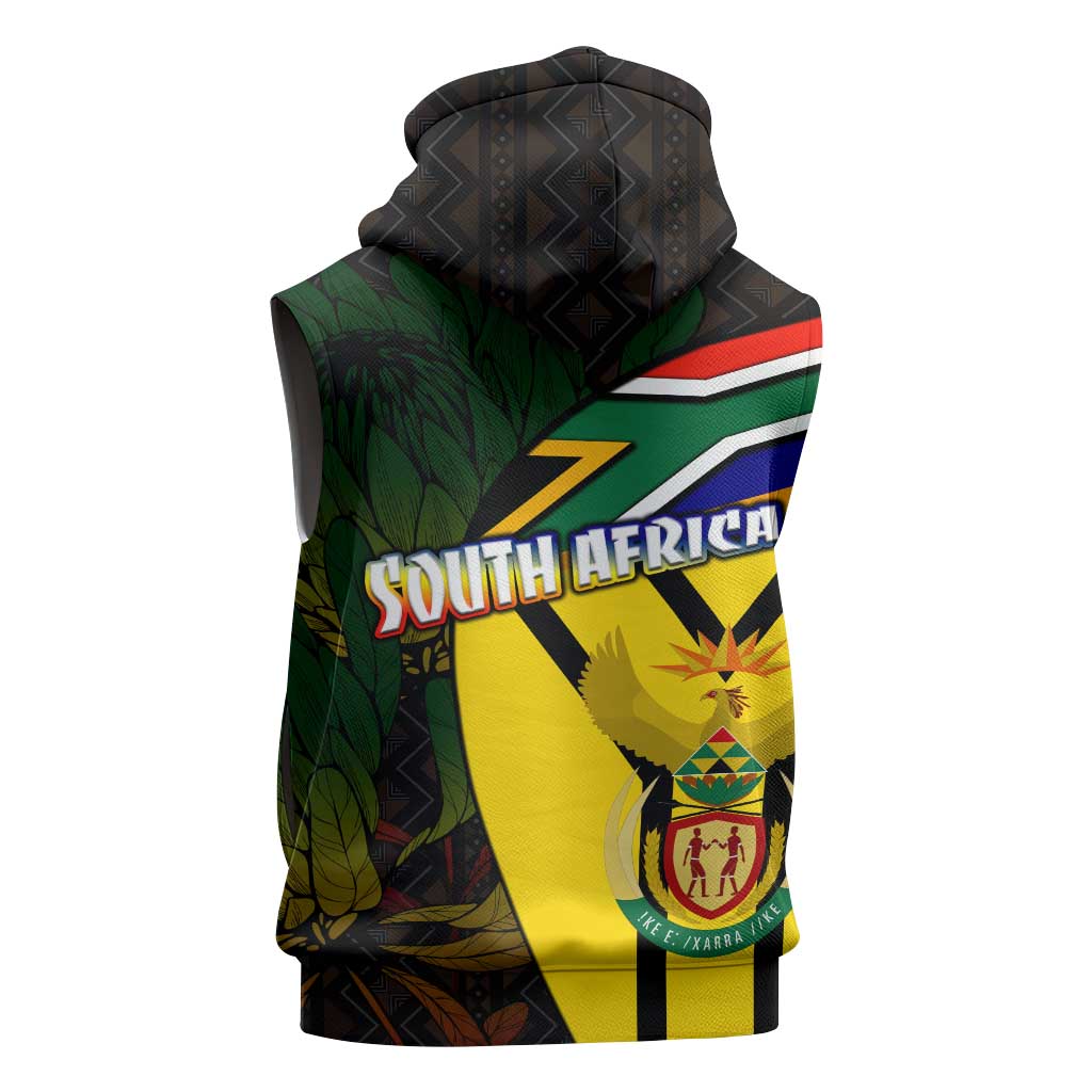 Coat Of Arms South Africa Sleeveless Hoodie Protea Unity Heritage - African Pride