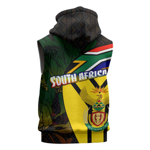 Coat Of Arms South Africa Sleeveless Hoodie Protea Unity Heritage - African Pride