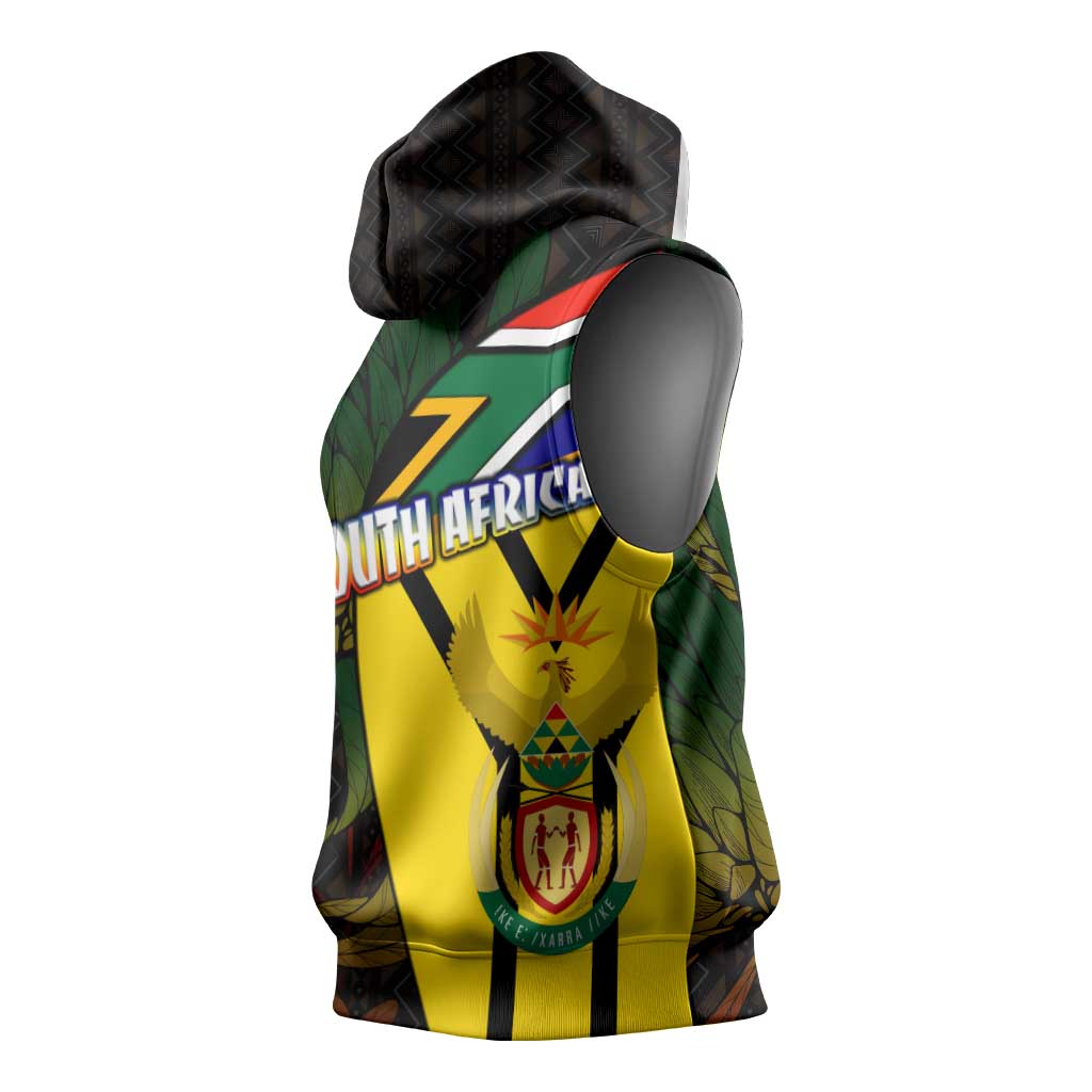 Coat Of Arms South Africa Sleeveless Hoodie Protea Unity Heritage - African Pride