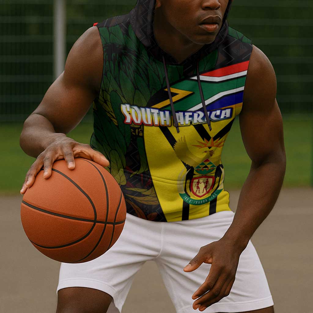 Coat Of Arms South Africa Sleeveless Hoodie Protea Unity Heritage - African Pride