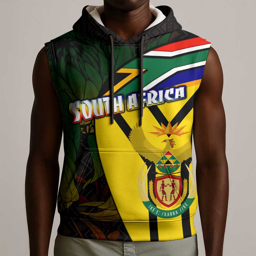 Coat Of Arms South Africa Sleeveless Hoodie Protea Unity Heritage - African Pride