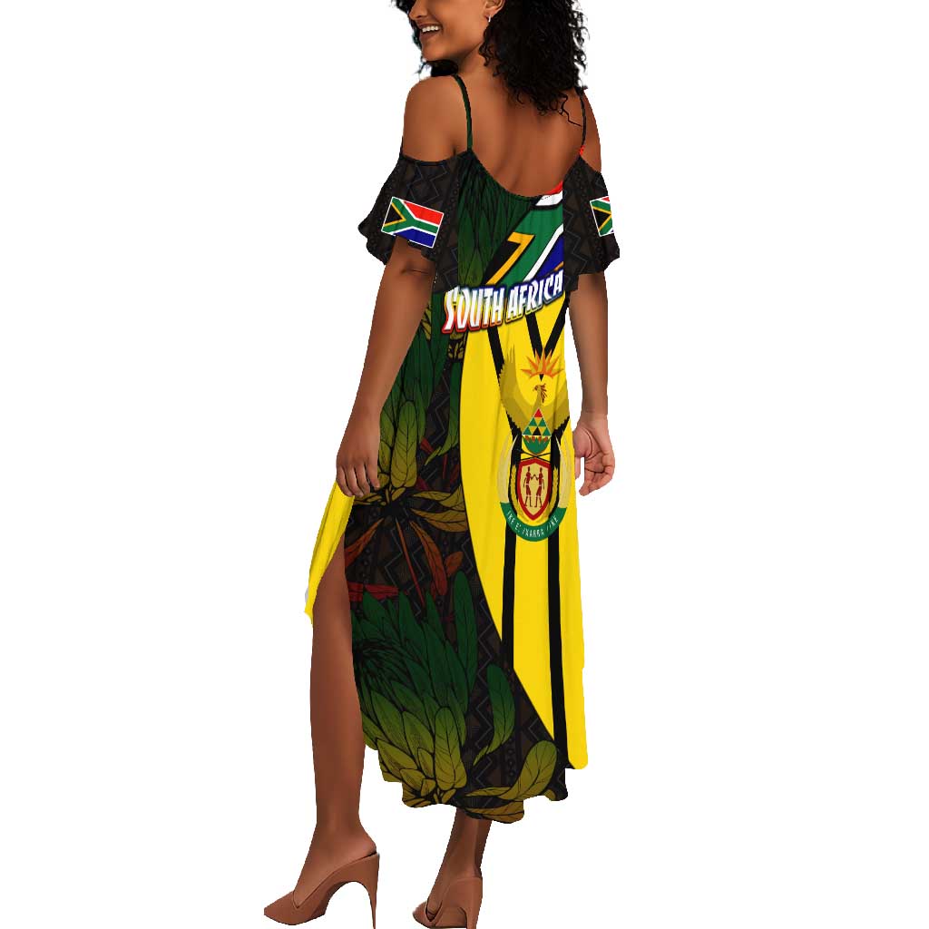 Coat Of Arms South Africa Summer Maxi Dress Protea Unity Heritage