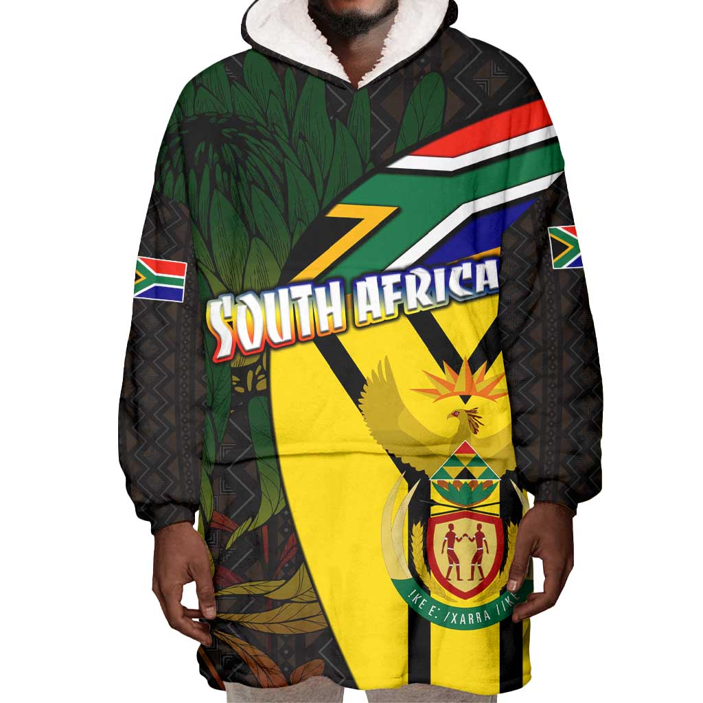 Coat Of Arms South Africa Wearable Blanket Hoodie Protea Unity Heritage