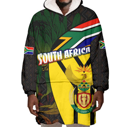 Coat Of Arms South Africa Wearable Blanket Hoodie Protea Unity Heritage