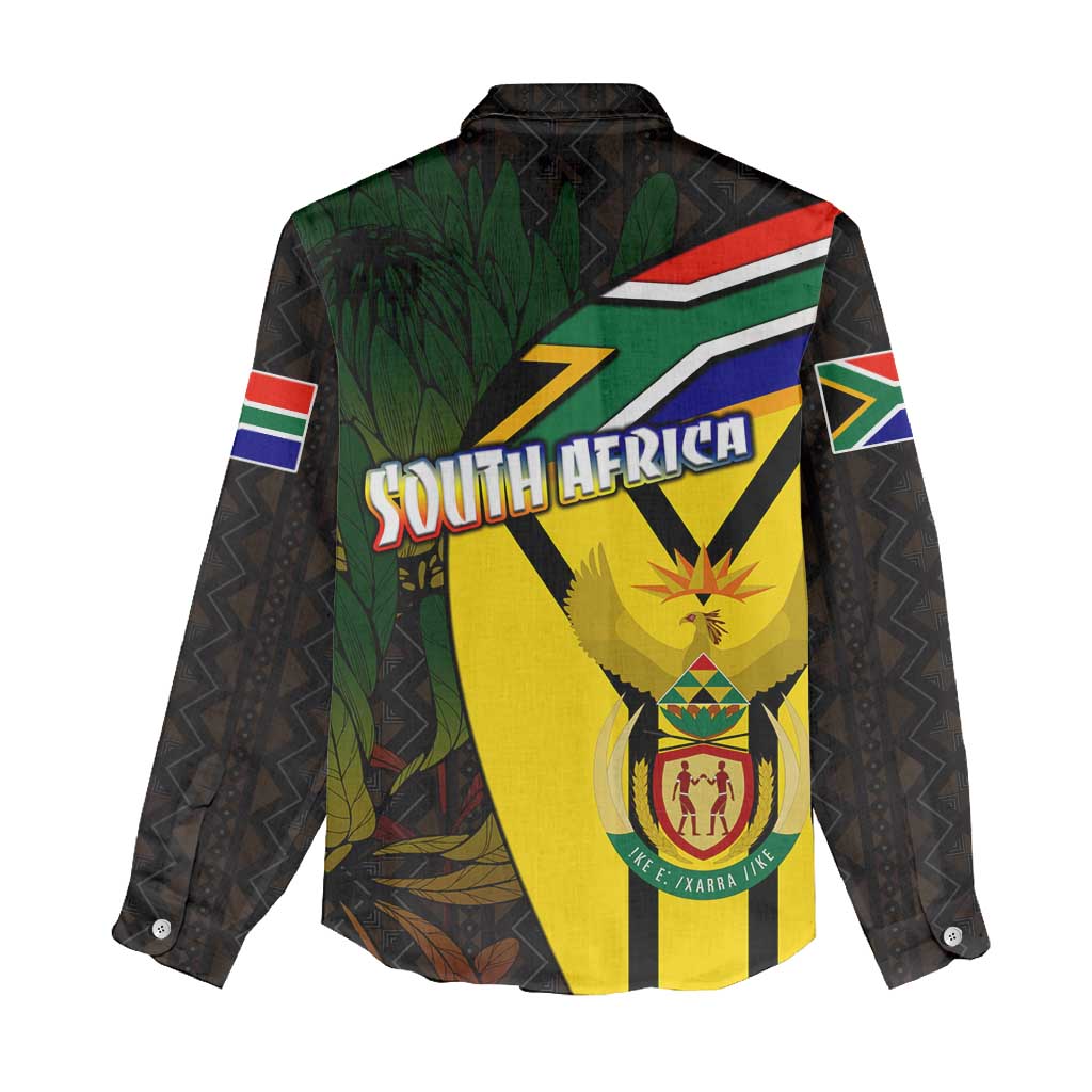 Coat Of Arms South Africa Women Casual Shirt Protea Unity Heritage