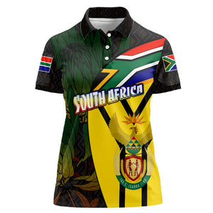 Coat Of Arms South Africa Women Polo Shirt Protea Unity Heritage