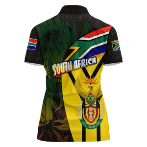 Coat Of Arms South Africa Women Polo Shirt Protea Unity Heritage