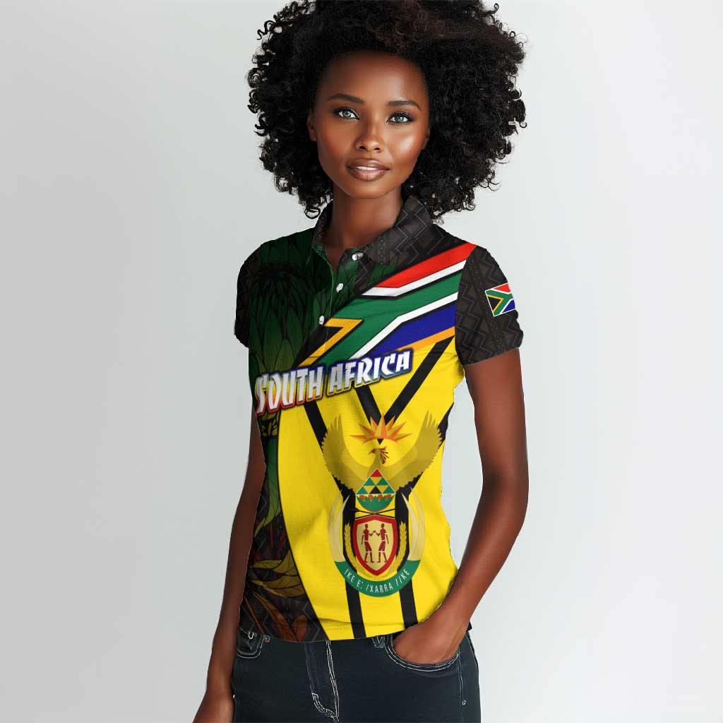 Coat Of Arms South Africa Women Polo Shirt Protea Unity Heritage