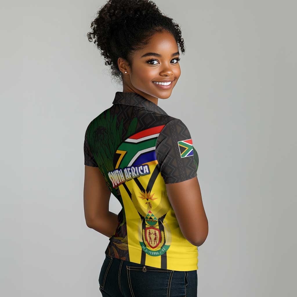 Coat Of Arms South Africa Women Polo Shirt Protea Unity Heritage