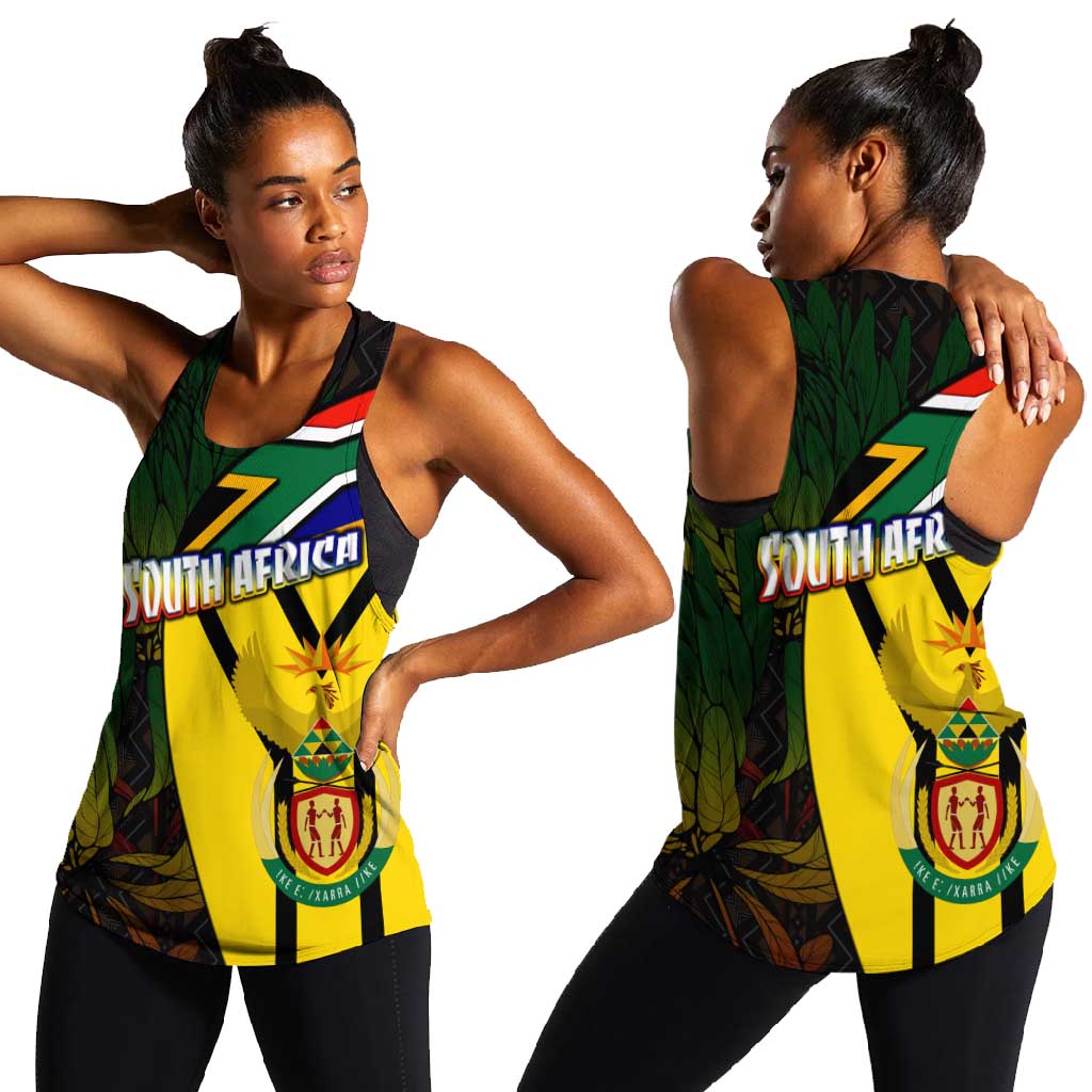 Coat Of Arms South Africa Women Racerback Tank Protea Unity Heritage