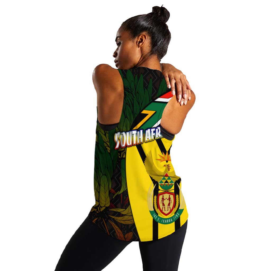 Coat Of Arms South Africa Women Racerback Tank Protea Unity Heritage