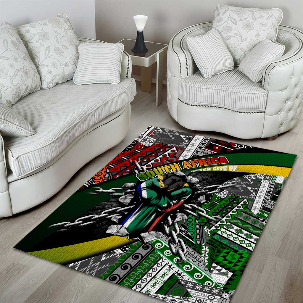 South Africa Fist of Freedom Area Rug Never Give Up